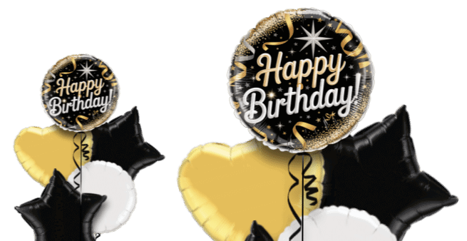 Birthday Black and Gold Sparkle Balloon