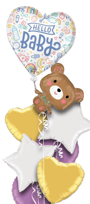 Hello Baby Floating Bear Balloon