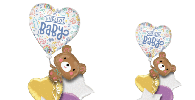 Hello Baby Floating Bear Balloon