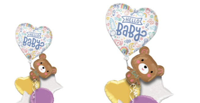 Hello Baby Floating Bear Balloon