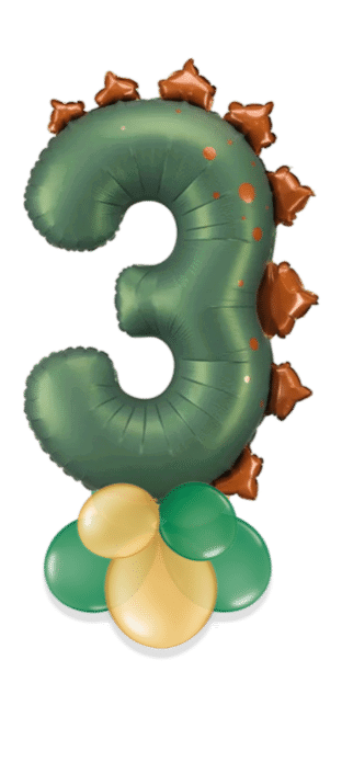 Dinosaur Big Number 3 Balloon