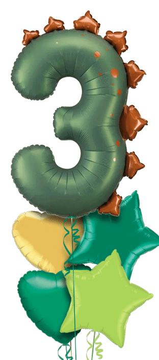 Dinosaur Big Number 3 Balloon
