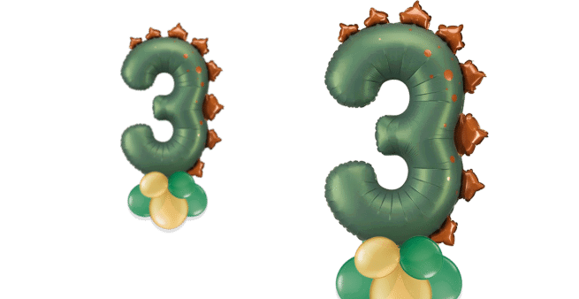 Dinosaur Big Number 3 Balloon