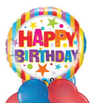 Birthday Stripes and Stars Balloon