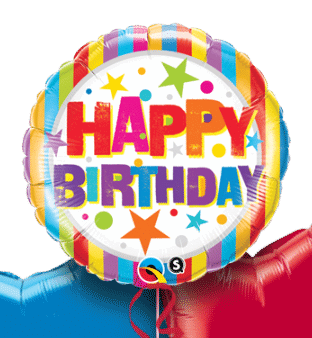 Birthday Stripes and Stars Balloon