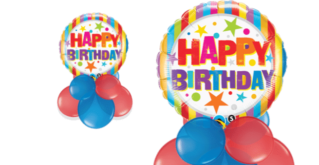 Birthday Stripes and Stars Balloon