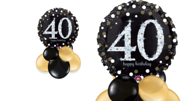 Glimmer Confetti 40th Birthday Balloon