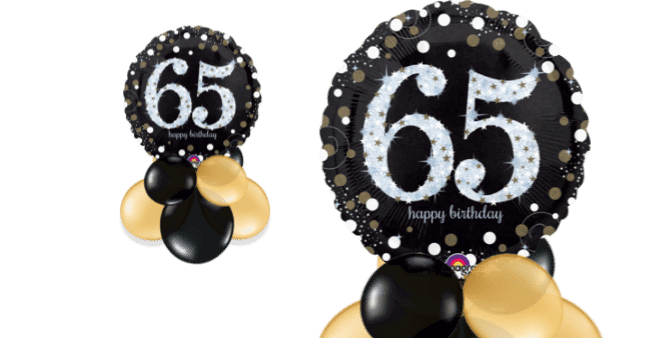 Glimmer Confetti 65th Birthday Balloon