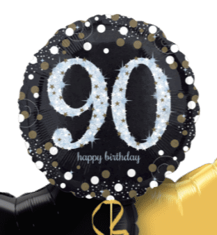 Glimmer Confetti 90th Birthday Balloon