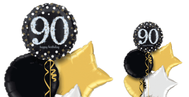 Glimmer Confetti 90th Birthday Balloon