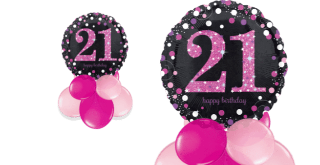 Pink Glimmer Confetti 21st Balloon