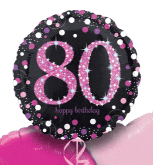 Pink Glimmer Confetti 80th Birthday Balloon
