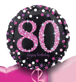 Pink Glimmer Confetti 80th Birthday Balloon