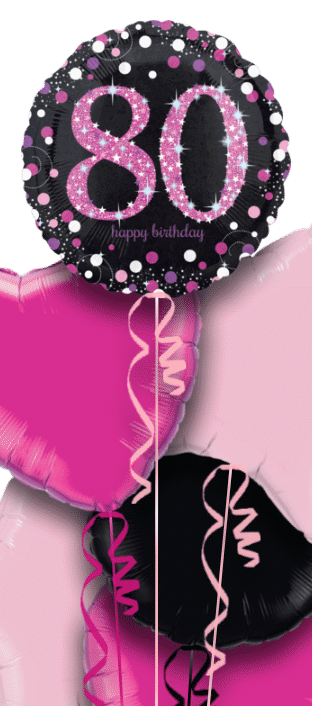 Pink Glimmer Confetti 80th Birthday Balloon