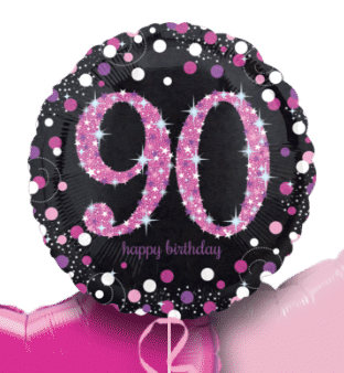 Pink Glimmer Confetti 90th Birthday Balloon