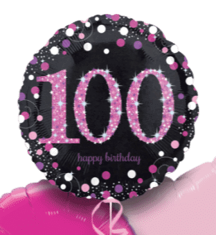 Pink Glimmer Confetti 100th Birthday Balloon