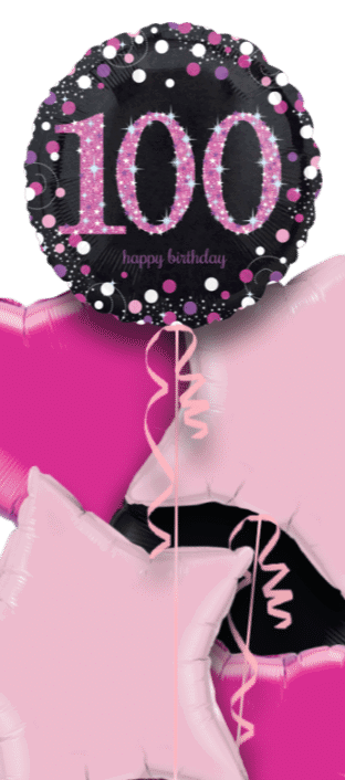 Pink Glimmer Confetti 100th Birthday Balloon