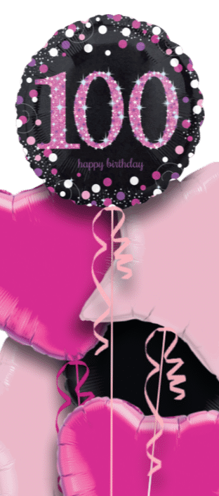 Pink Glimmer Confetti 100th Birthday Balloon