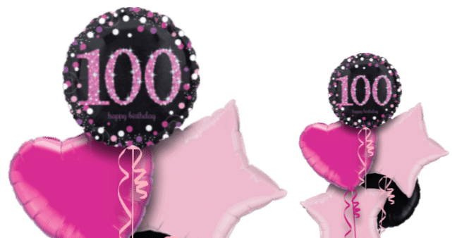 Pink Glimmer Confetti 100th Birthday Balloon