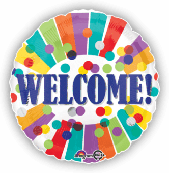Welcome! Colourful Stripes And Dots Balloon