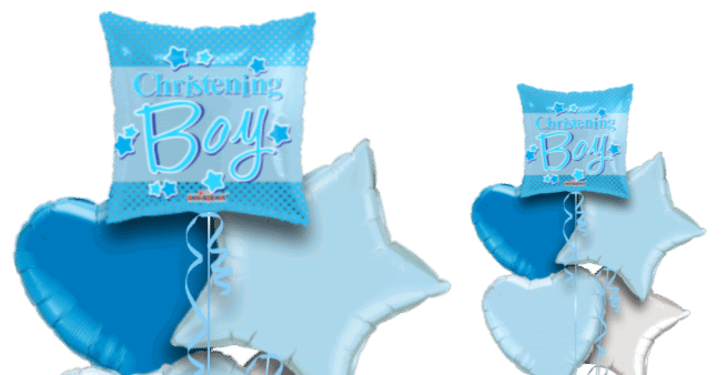 Christening Boy Blue Stars Square Balloon