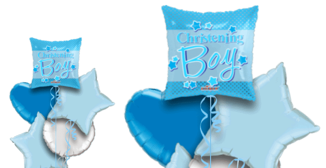 Christening Boy Blue Stars Square Balloon