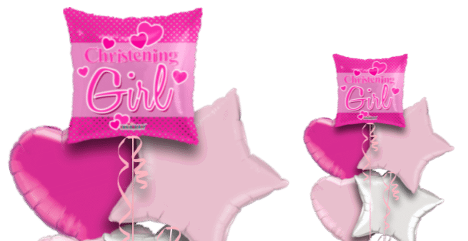 Christening Girl Hearts Square Balloon