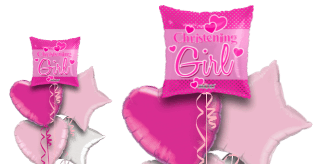 Christening Girl Hearts Square Balloon