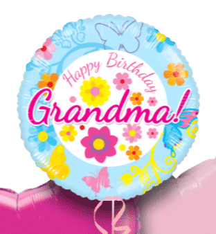 Happy Birthday Grandma Blue Floral Balloon