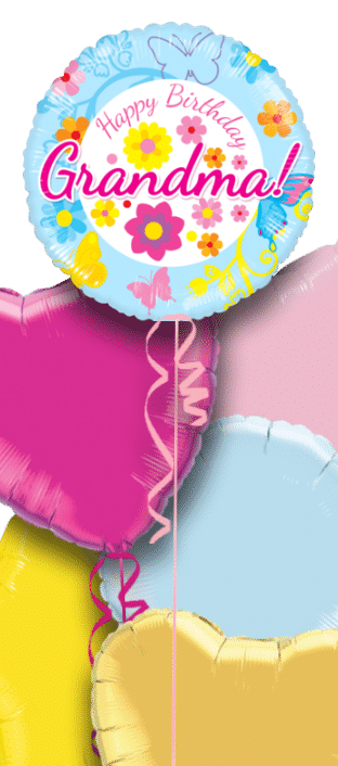 Happy Birthday Grandma Blue Floral Balloon