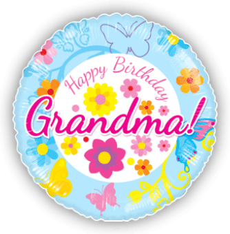 Happy Birthday Grandma Blue Floral