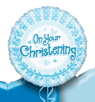 On Your Christening Baby Blue Dots Balloon