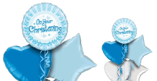 On Your Christening Baby Blue Dots Balloon
