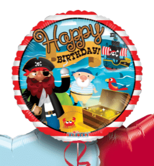 Birthday Pirate Treasure Stripes Balloon