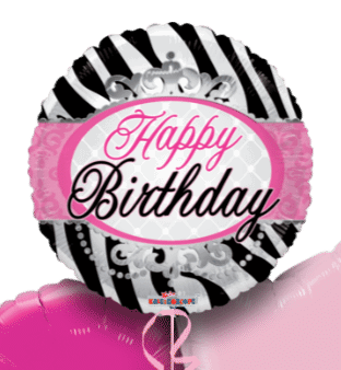 Happy Birthday Zebra Princess Stripes Balloon