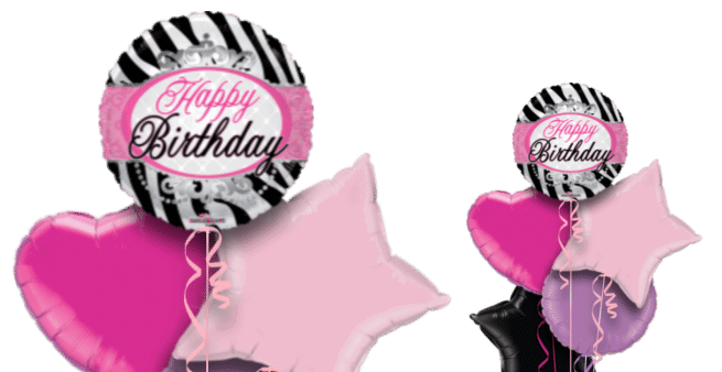 Happy Birthday Zebra Princess Stripes Balloon