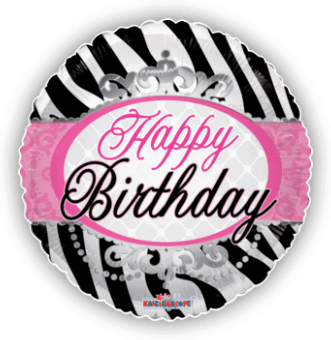 Happy Birthday Zebra Princess Stripes Balloon