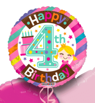 4th Birthday Girl Balloon