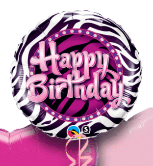 Happy Birthday Zebra Print Balloon