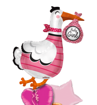 Baby Girl Stork Shape Balloon