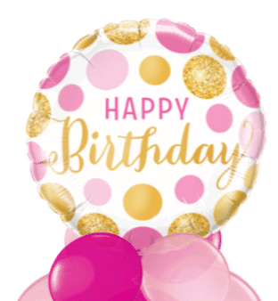 Birthday Pink and Gold Dots Balloon