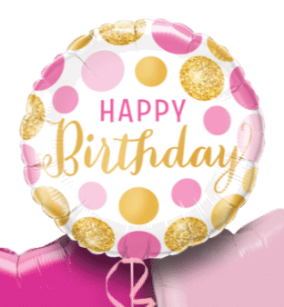 Birthday Pink and Gold Dots Balloon