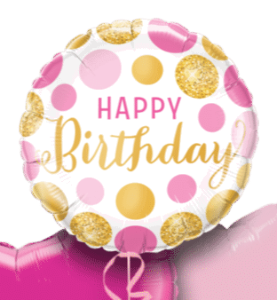 Birthday Pink and Gold Dots Balloon