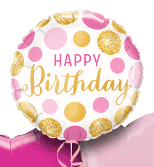 Birthday Pink and Gold Dots Balloon