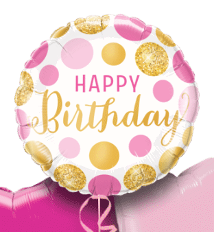 Birthday Pink and Gold Dots Balloon