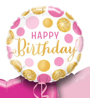 Birthday Pink and Gold Dots Balloon