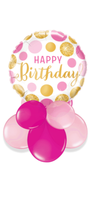 Birthday Pink and Gold Dots Balloon