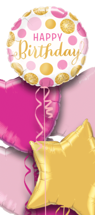 Birthday Pink and Gold Dots Balloon