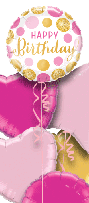 Birthday Pink and Gold Dots Balloon