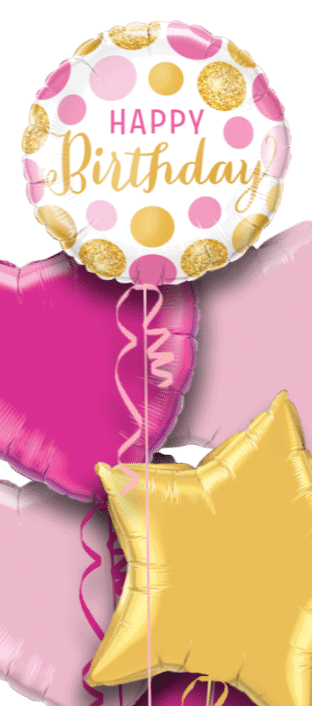 Birthday Pink and Gold Dots Balloon